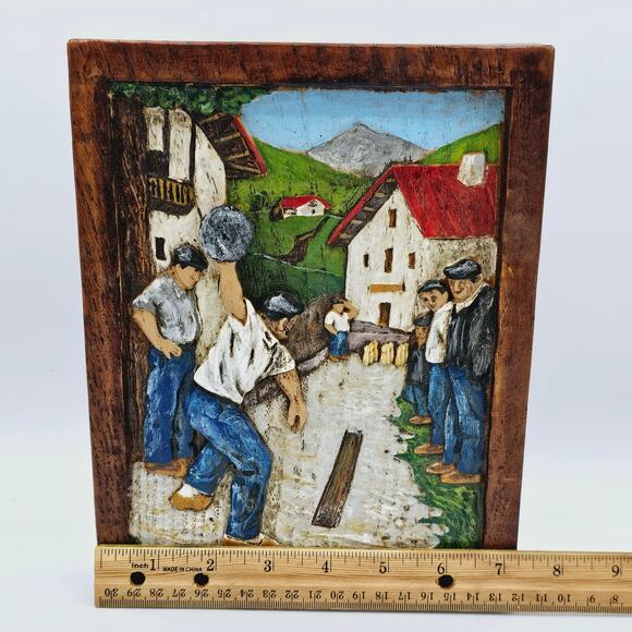 Vintage Art Artisan Wooden Carving Bowling Aprox 9.5 Light x 7.25 - Picture 3 of 6